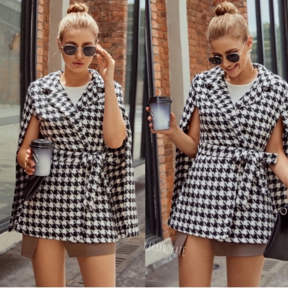 Houndstooth Cape Coat